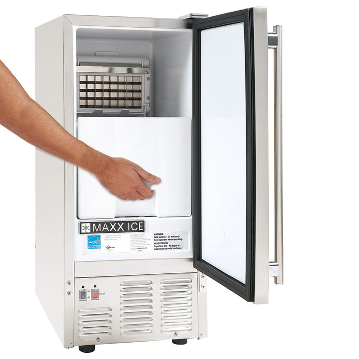 Maxx Ice Self-Contained Outdoor Ice Machine, 15"W, 60 lbs, Energy Star, in Stainless Steel MIM50-O