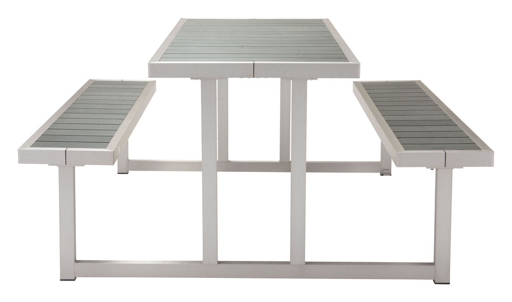 Zuo Modern Outdoor Cuomo Aluminum Faux Wood Rectangular Picnic Table