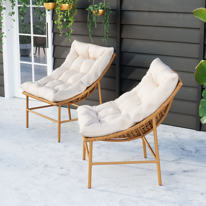 Zuo Modern Outdoor Merilyn Aluminum Beige & Natural Accent Chair