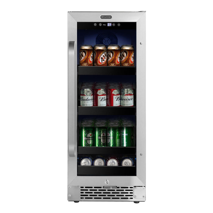 Whynter 15" Built-In 80 Can Undercounter Digital Control Beverage Refrigerator, Lock and Carbon Filter BBR-838SB