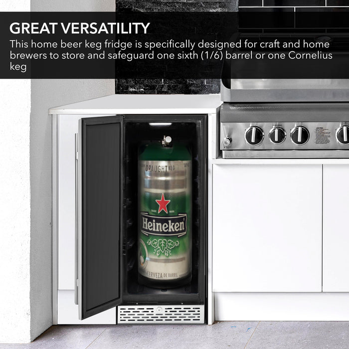 Whynter 15" Built-in 2.9 cu. ft. Beer Keg Froster Beverage Refrigerator, Digital Controls, ETL Sanitation Mark BEF-286SB