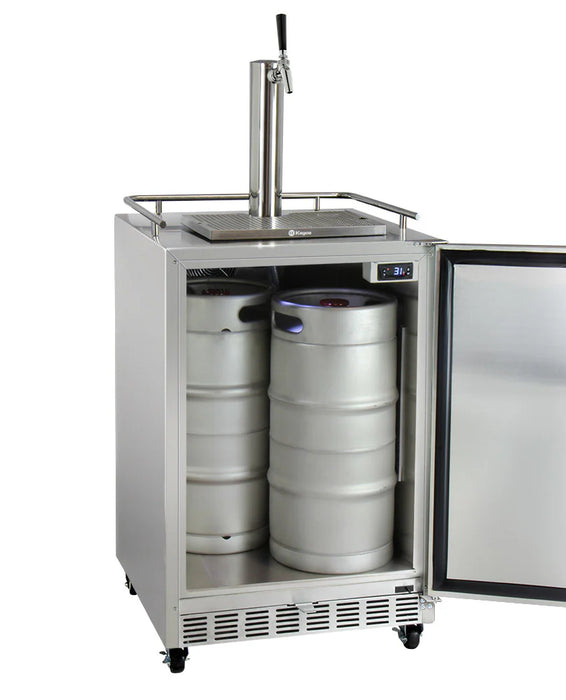 Kegco Full Size Digital Commercial Outdoor Left Hinge Kegerator with X-clusive Premium Direct Draw Kit