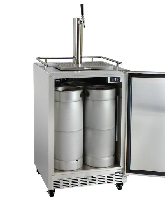 Kegco Full Size Digital Commercial Outdoor Left Hinge Kegerator with X-clusive Premium Direct Draw Kit