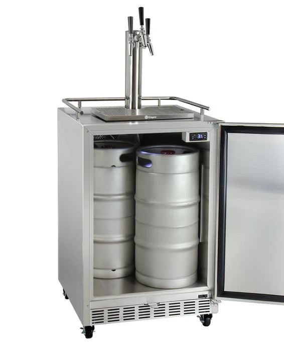 Kegco 24" Wide Triple Tap All Stainless Steel Commercial Right Hinge Kegerator with Kit