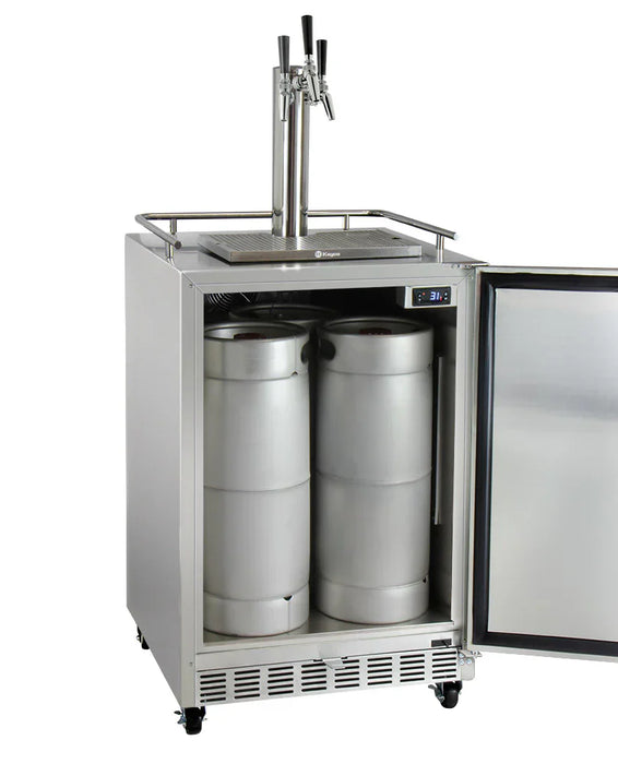Kegco 24" Wide Triple Tap All Stainless Steel Commercial Right Hinge Kegerator with Kit