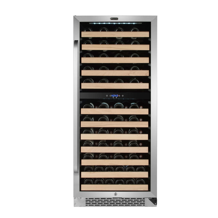 Whynter 24" 92 Bottle Built-in Stainless Steel Dual Zone Compressor Wine Refrigerator, Display Rack, LED Display BWR-0922DZ