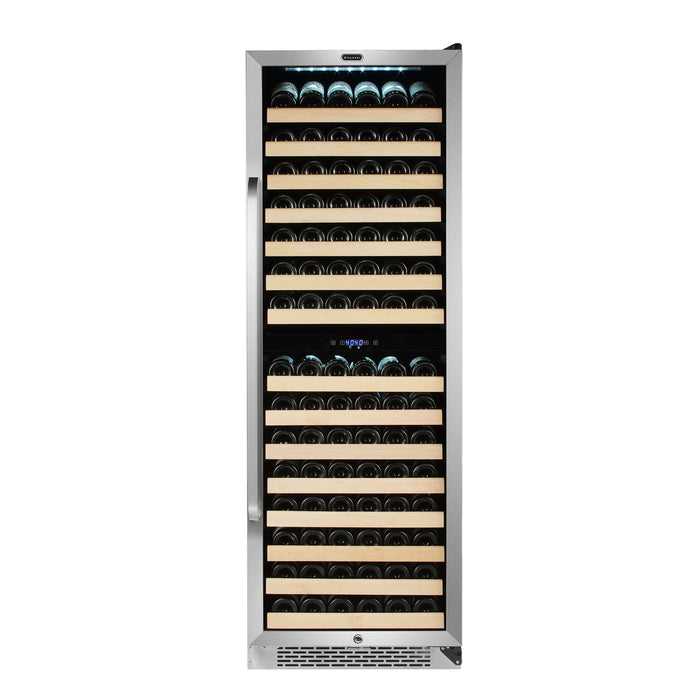 Whynter 24" 164 Bottle Built-in Stainless Steel Dual Zone Compressor Wine Refrigerator, Display Rack, LED Display BWR-1642DZ