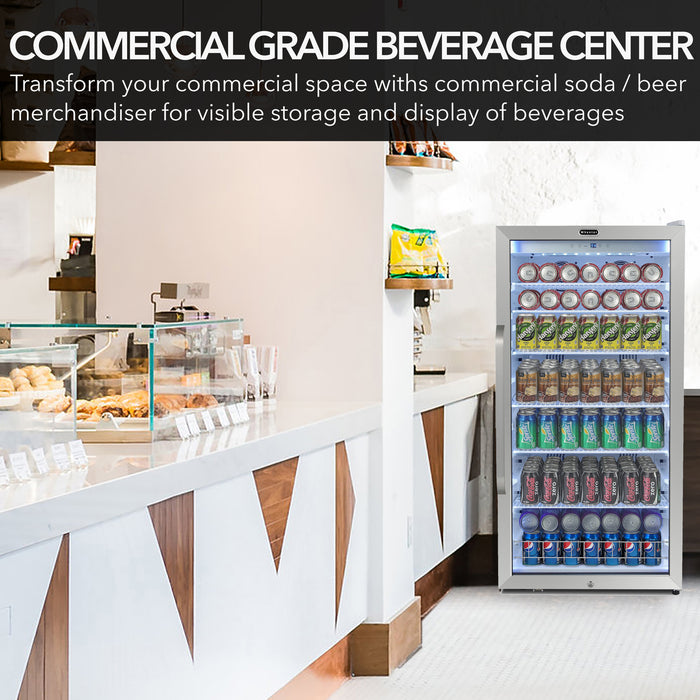Whynter Commercial 10.6 cu. ft. Beverage Display Refrigerator, Superlit Door, Lock, White CBM-1060XLW