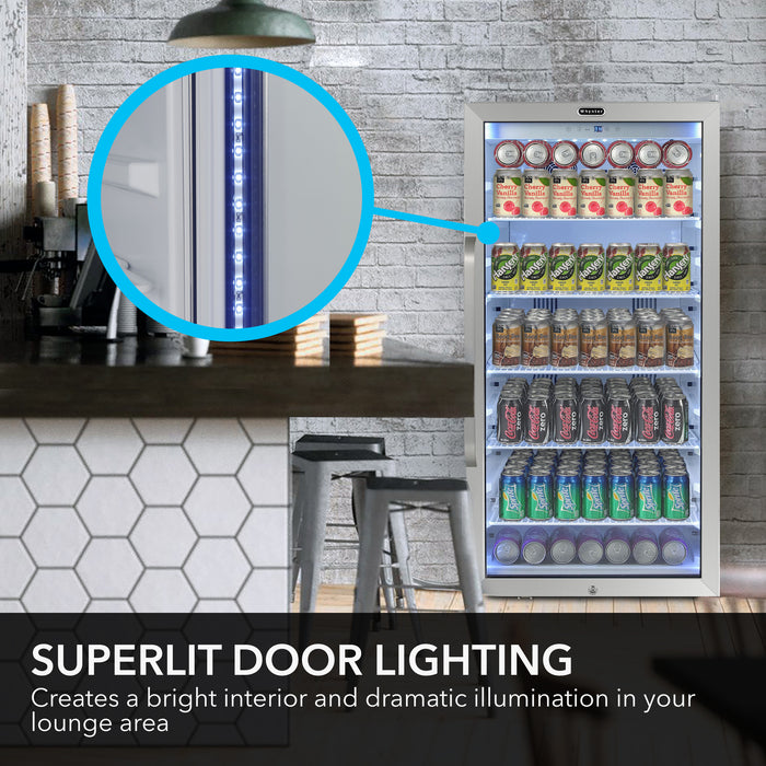 Whynter Commercial 8.1 cu. ft. Beverage Display Refrigerator, Superlit Door, Lock, White CBM-815WS
