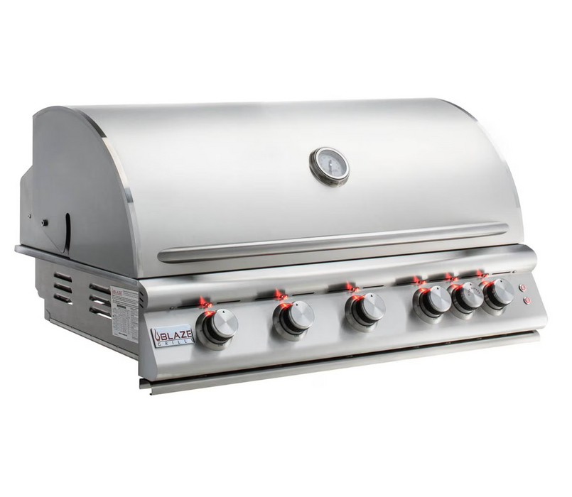 Blaze Premium LTE 40-Inch 5-Burner Built-In Propane Gas Grill With Rear Infrared Burner & Grill Lights - BLZ-5LTE2-LP