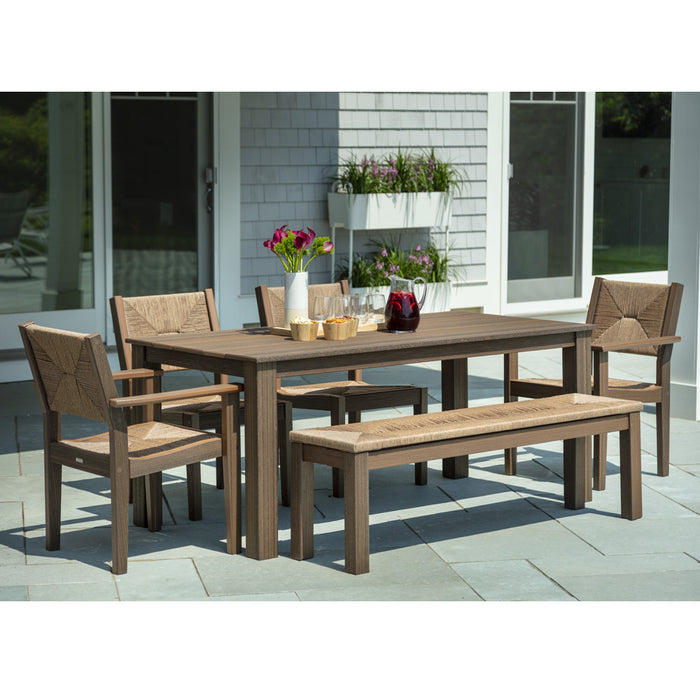 Seaside Casual Greenwich Woven Dining Set with Bench SC-GREENWICH-SET4