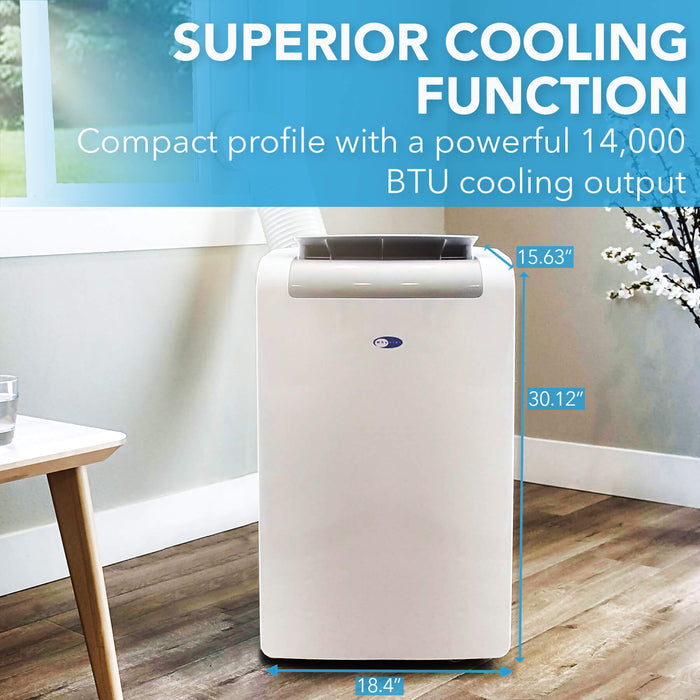 Whynter 14,000 BTU Portable Air Conditioner/Dehumidifier/Fan, Carbon SilverShield Filter, White ARC-148MS