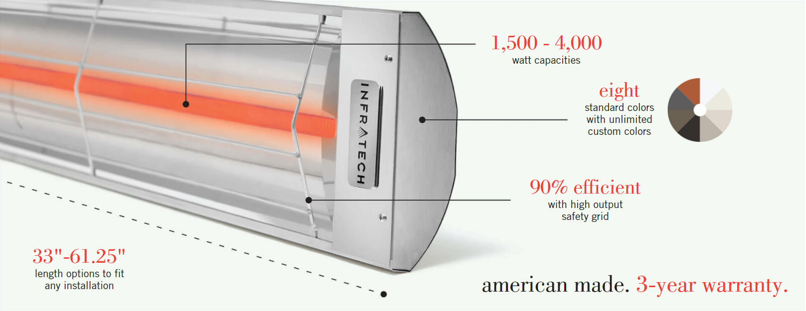 Infratech Comfort 61 1/4" 4000 Watt C Series Single Element Heater
