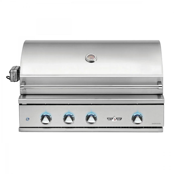 Delta Heat 38-Inch 3-Burner Built-In Natural Gas Grill with Sear Zone & Infrared Rotisserie Burner - DHBQ38RS-DN