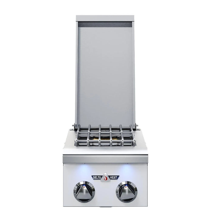 Delta Heat Built-In Propane Gas Double Side Burner - White Control Panel - DHSB2-WL