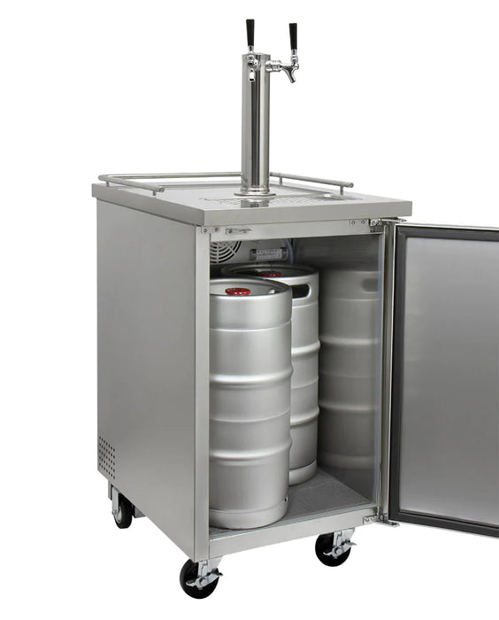 Kegco 24" Wide Dual Tap All Stainless Steel Commercial Kegerator with Kit