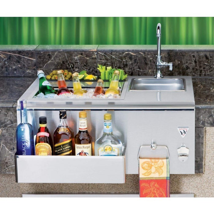 Twin Eagles 30-Inch Built-In Stainless Steel Outdoor Bar With Sink and Ice Bin Cooler - TEOB30-B